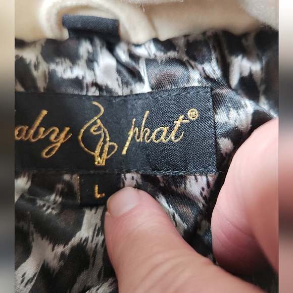 Women's Vintage Cream Hooded Jacket with Houndstooth Trim - Baby Phat - L - Picture 12 of 16